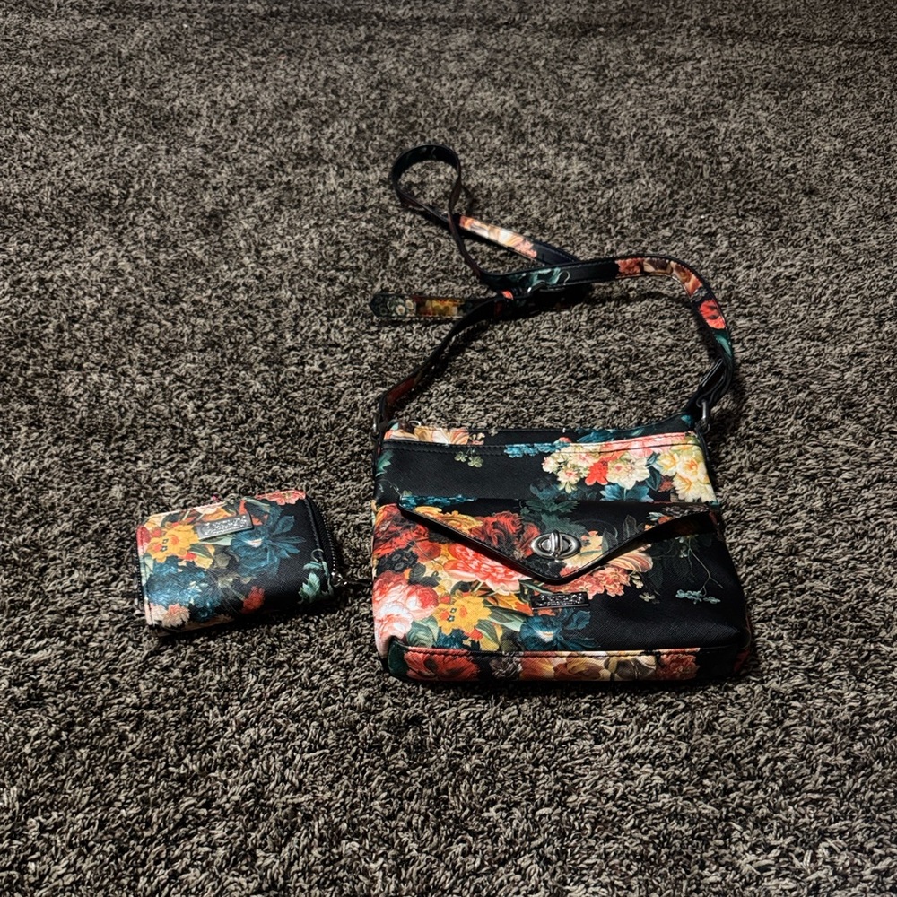 Carlos Santana Floral Crossbody Bag and Wallet Set